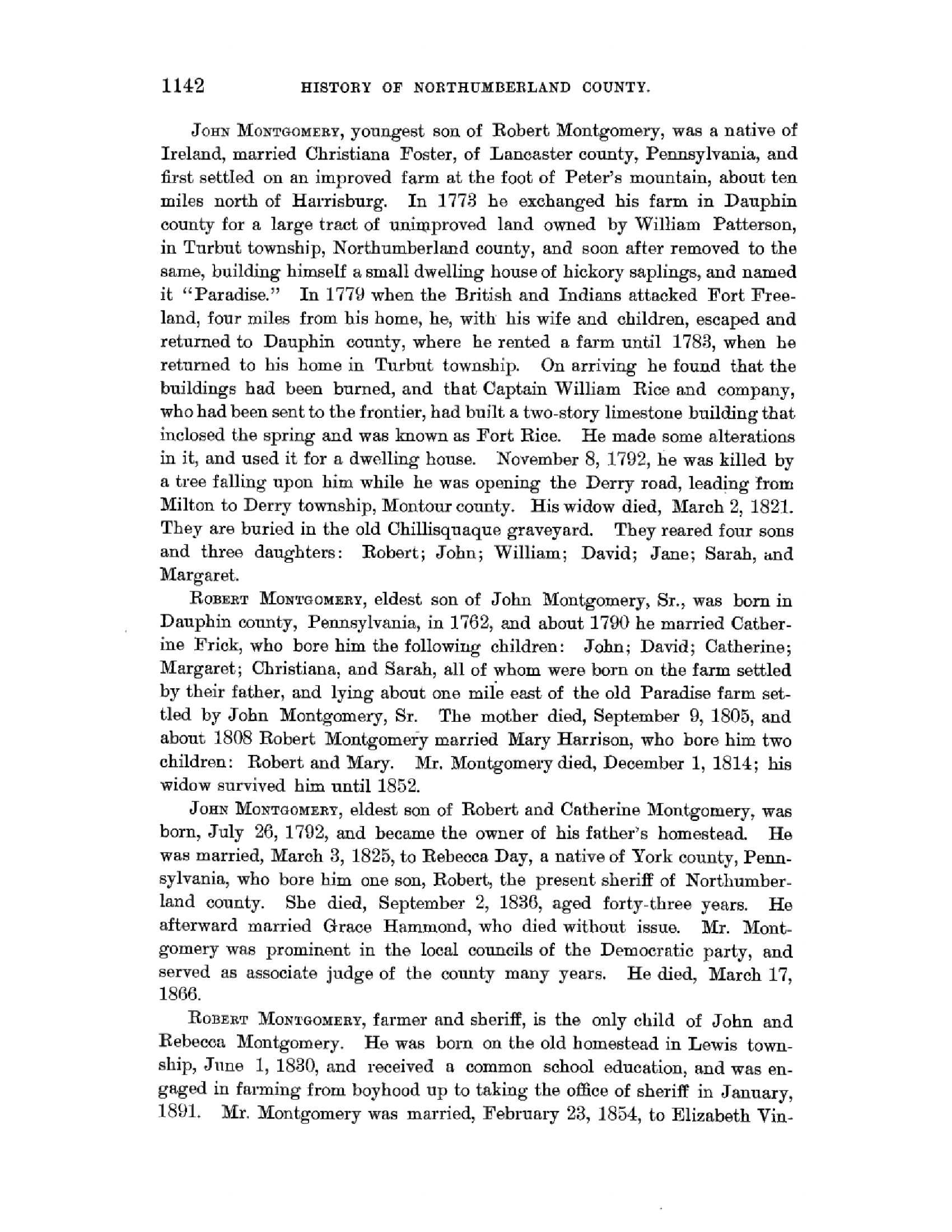 History of Northumberland County, Pennsylvania, tab 3 MontyHistNotes